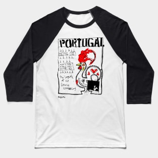 Portuguese Rooster Doodle Black Baseball T-Shirt